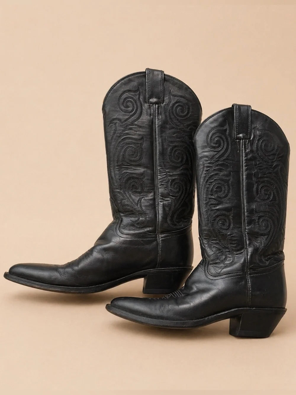 Tony Lama Black Western Embroidered Leather Heeled Boots - Women - Picture 2 of 5